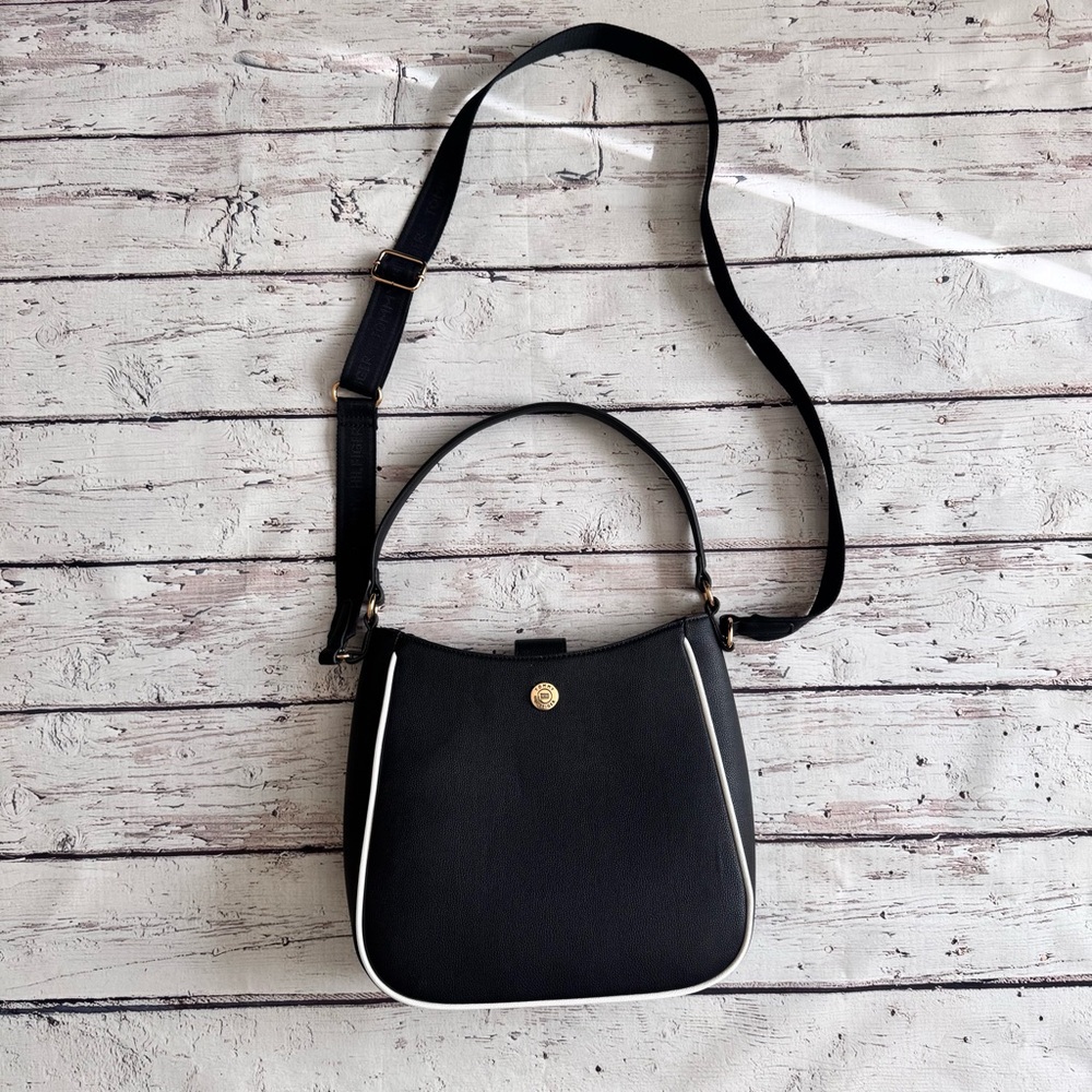 Tommy Hilfiger Black and White Crossbody Bag